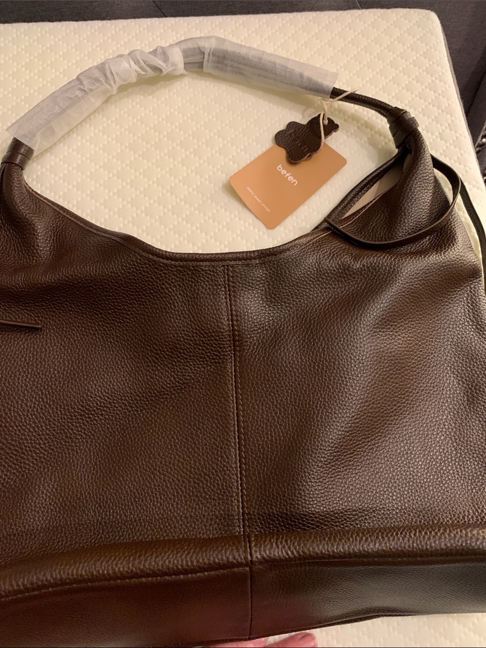 Befen Coffee Brown Leather Hobo Bag with Tassel Details - Picture 7 of 7